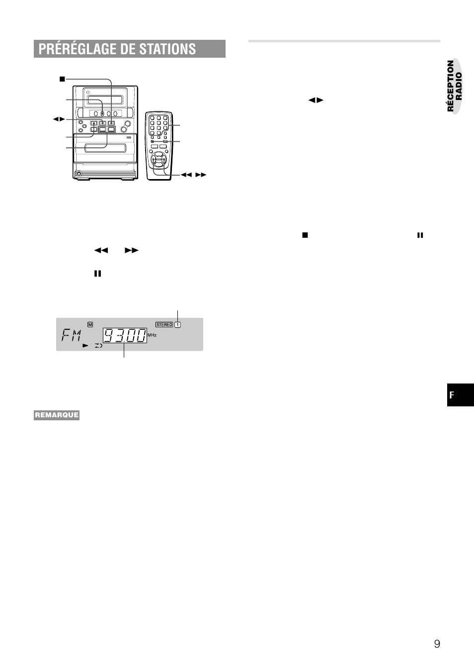 Préréglage de stations, Accord d'une station préréglée | Aiwa LCX-357 User Manual | Page 49 / 62