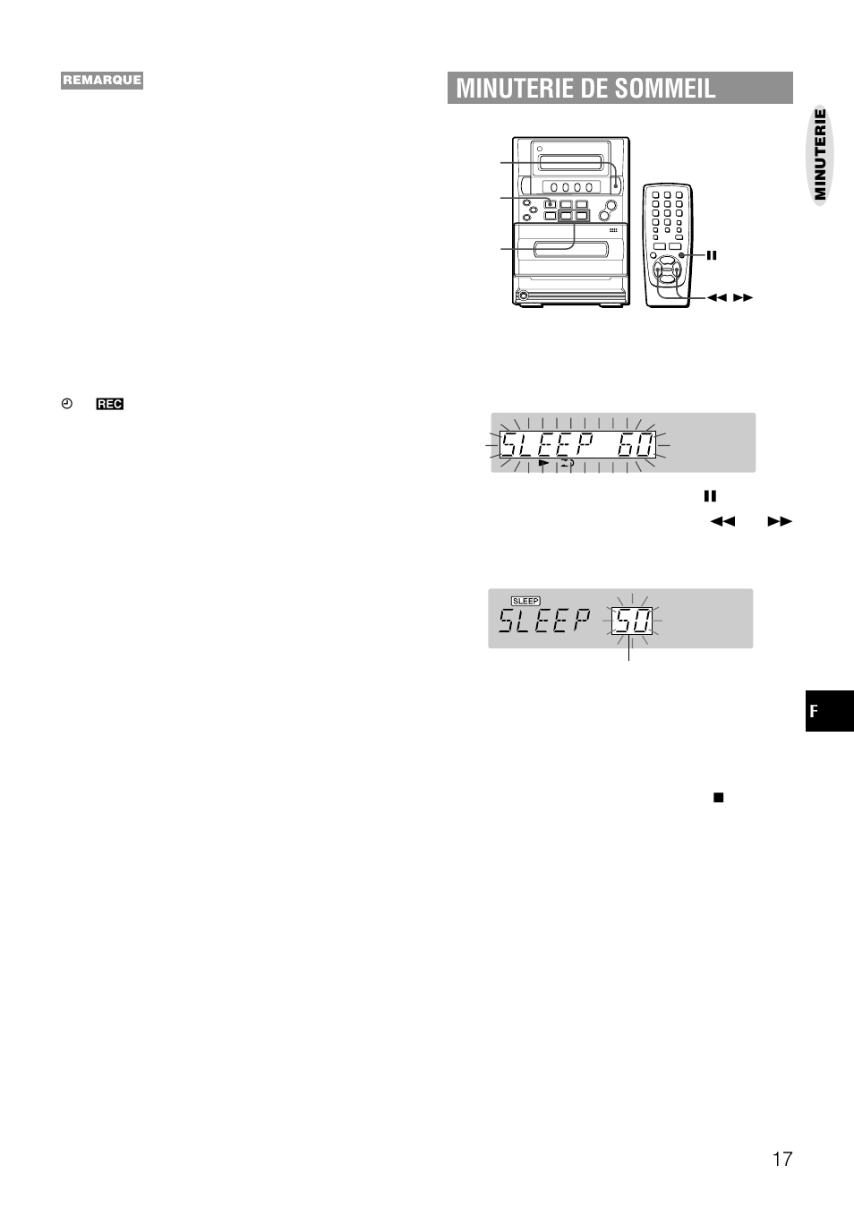 Minuterie de sommeil | Aiwa LCX-357 User Manual | Page 57 / 62