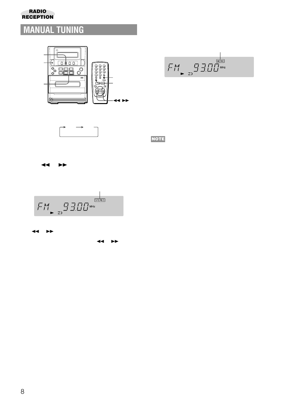 Manual tuning | Aiwa LCX-357 User Manual | Page 8 / 62