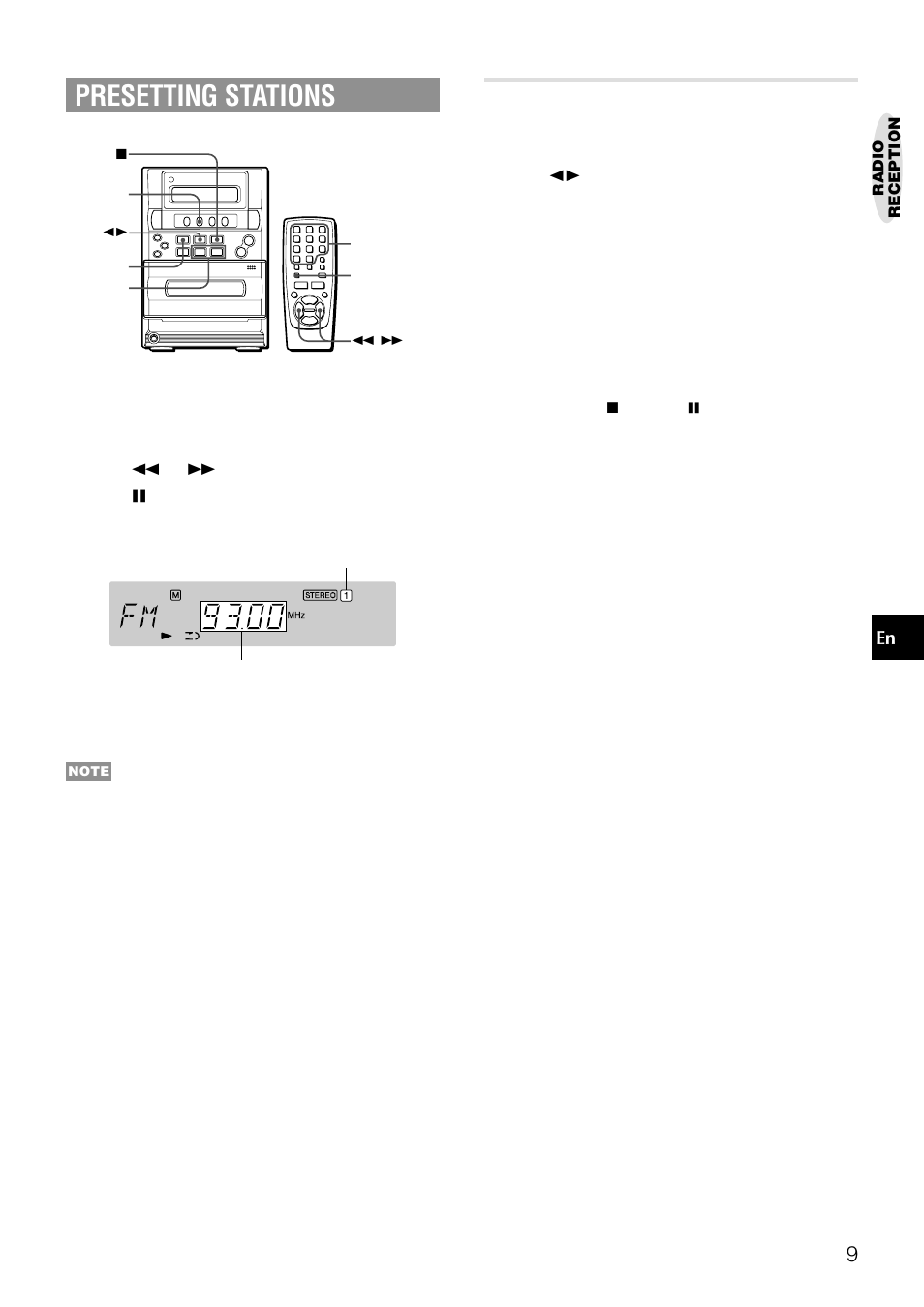 Presetting stations, Preset number tuning | Aiwa LCX-357 User Manual | Page 9 / 62