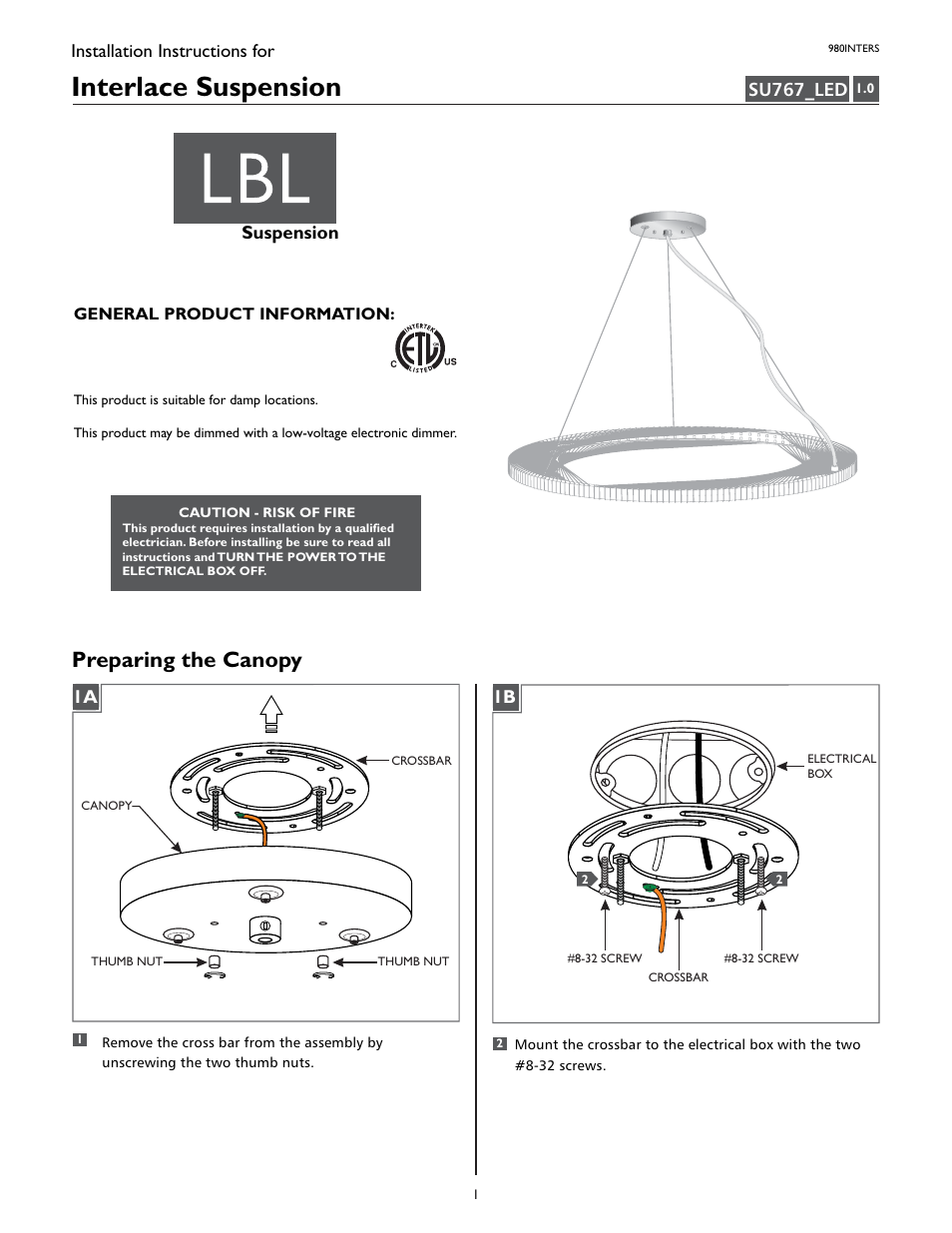 LBL Lighting Interlace S User Manual | 4 pages