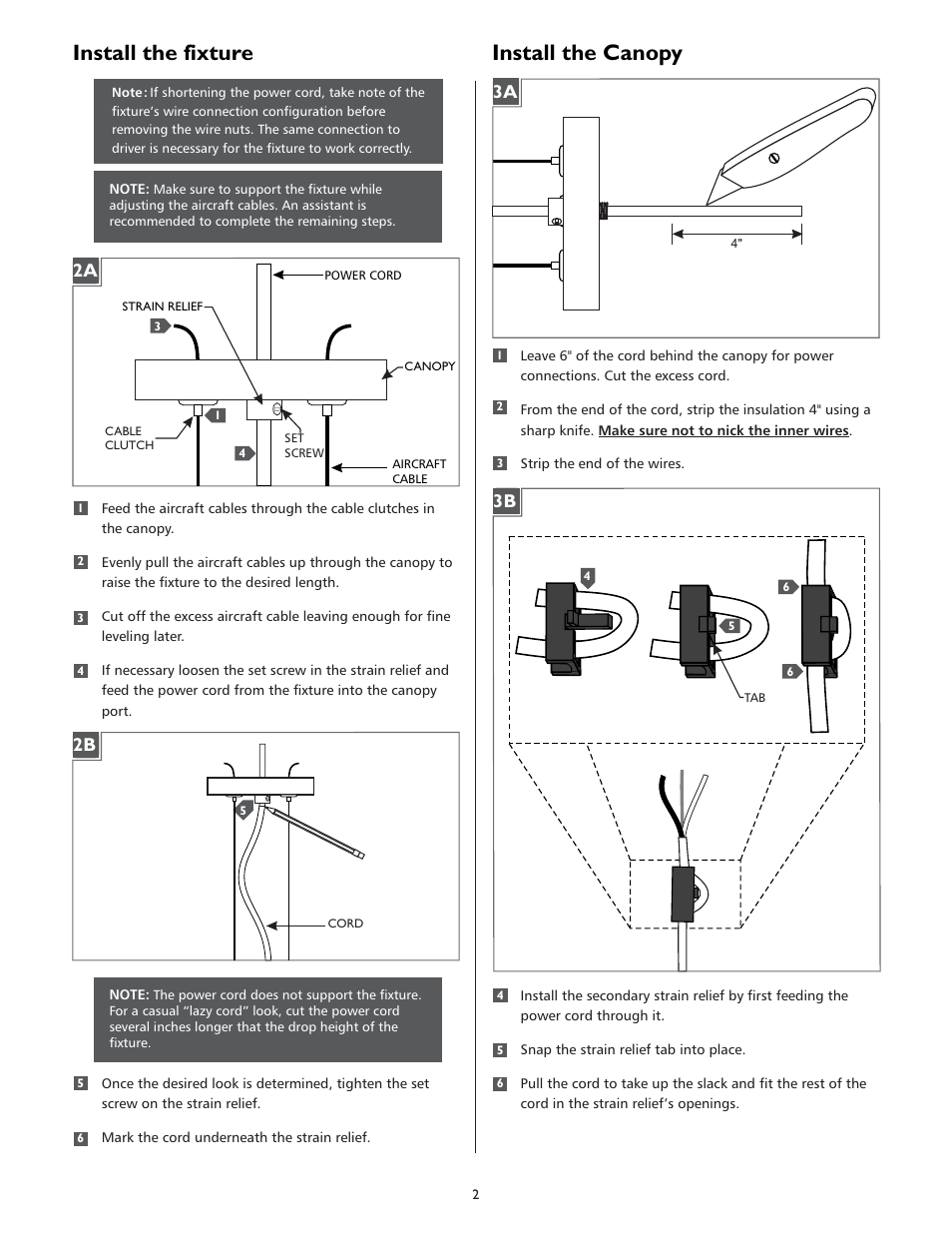 Install the fixture, Install the canopy | LBL Lighting Interlace S User Manual | Page 2 / 4