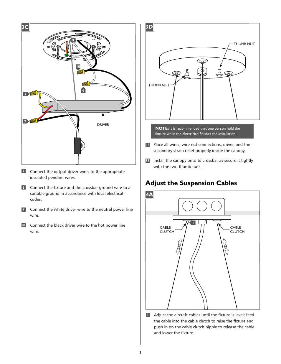 Adjust the suspension cables | LBL Lighting Interlace S User Manual | Page 3 / 4