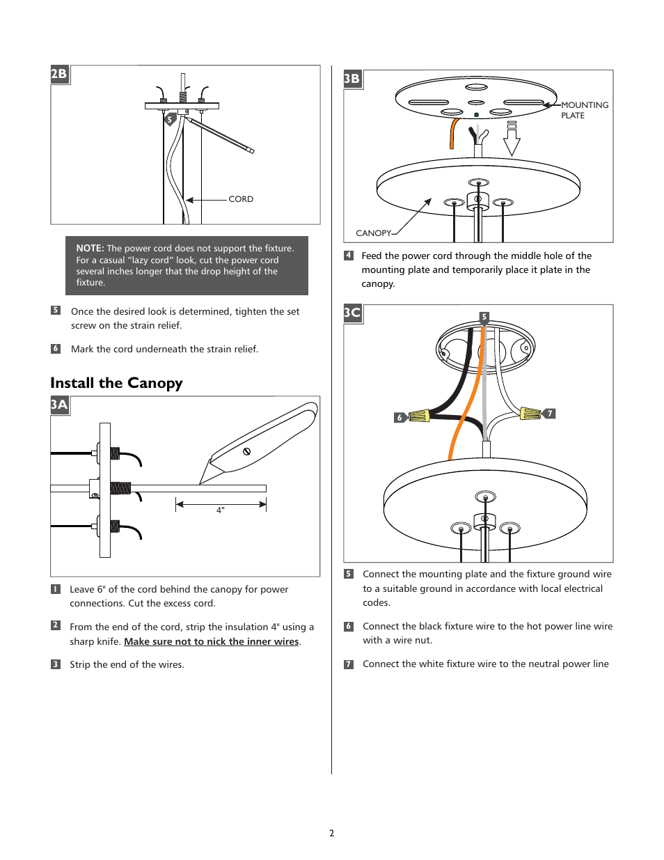 Install the canopy | LBL Lighting Vera S User Manual | Page 2 / 4