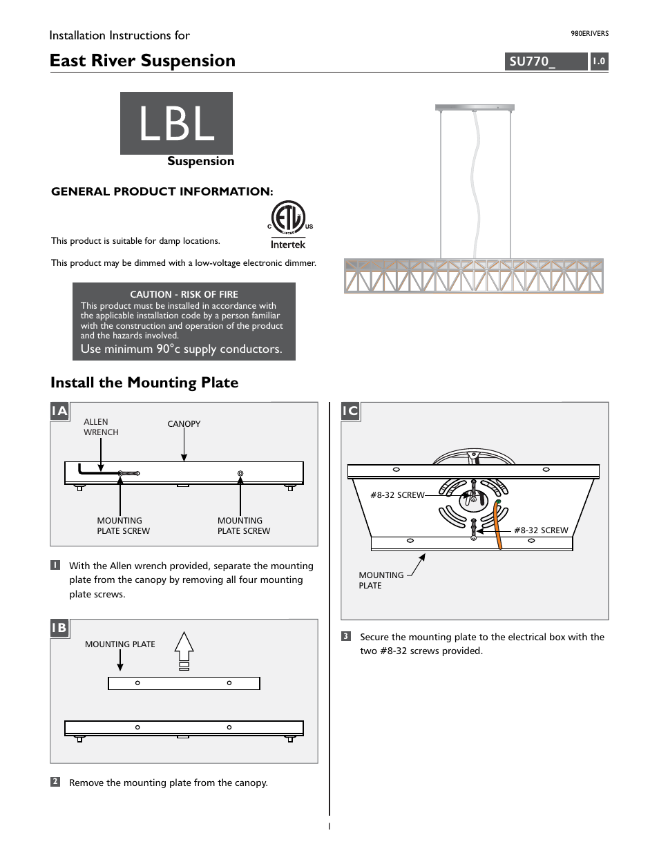 LBL Lighting East River S User Manual | 4 pages