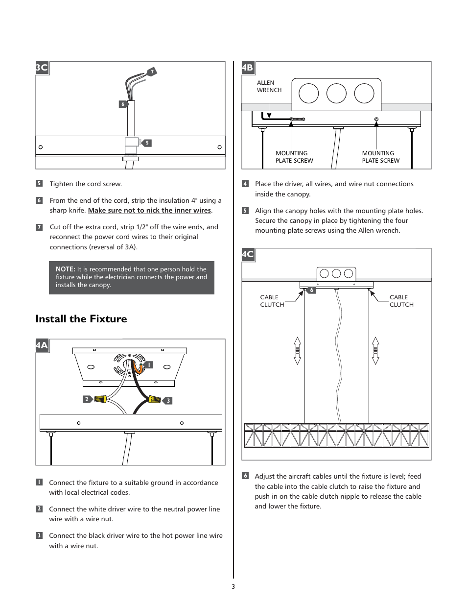 Install the fixture, 4c 4b | LBL Lighting East River S User Manual | Page 3 / 4