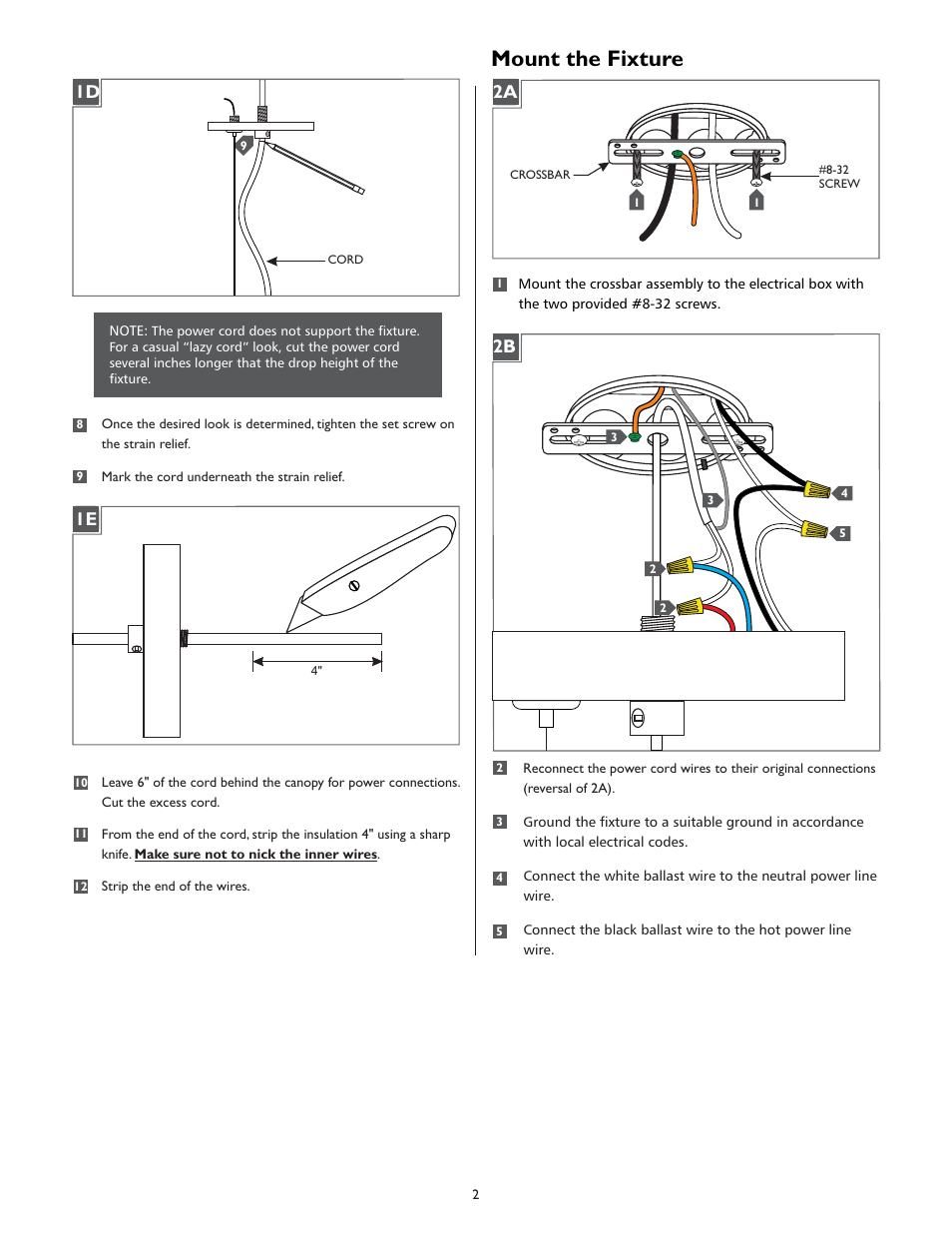 Mount the fixture | LBL Lighting Mademoiselle S User Manual | Page 2 / 8