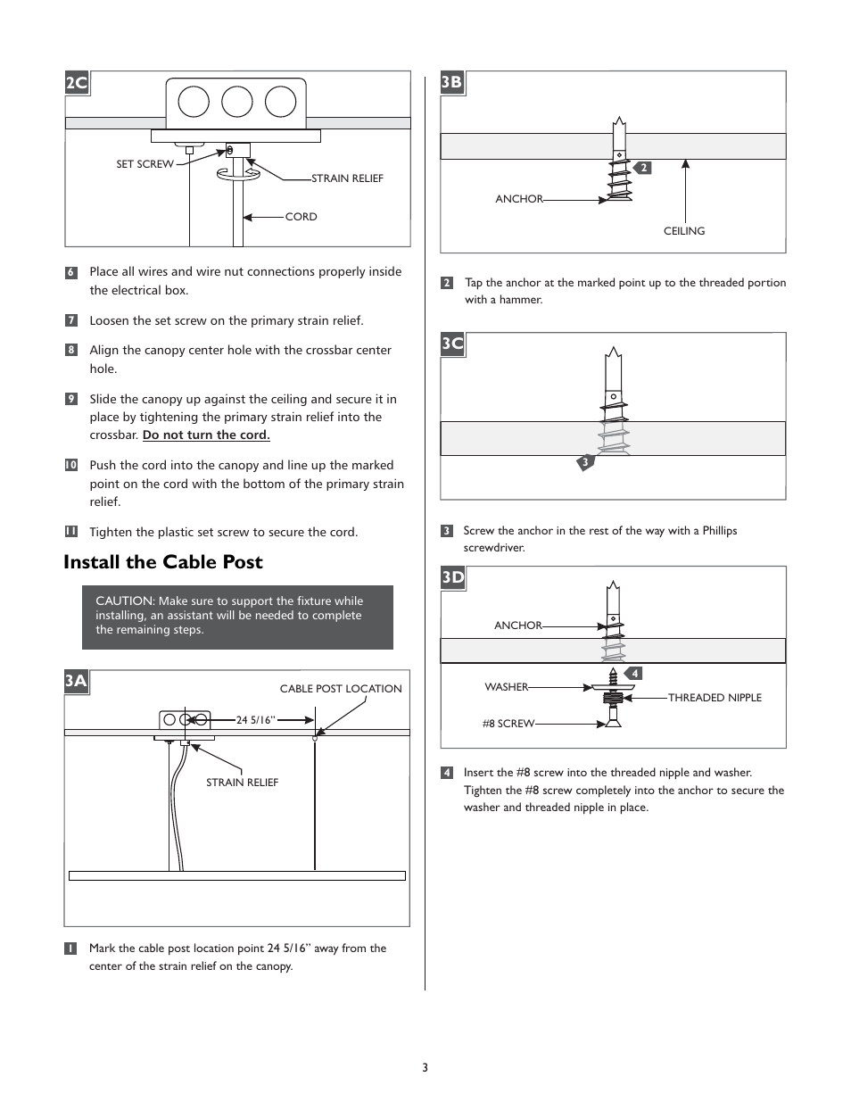 Install the cable post | LBL Lighting Mademoiselle S User Manual | Page 3 / 8