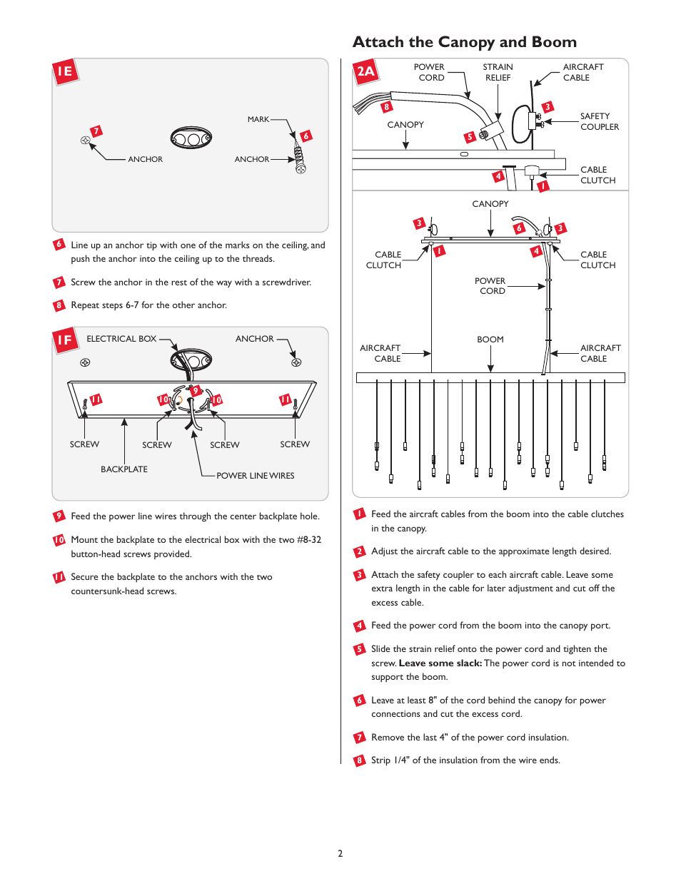 Attach the canopy and boom | LBL Lighting Bling Chandelier User Manual | Page 2 / 4