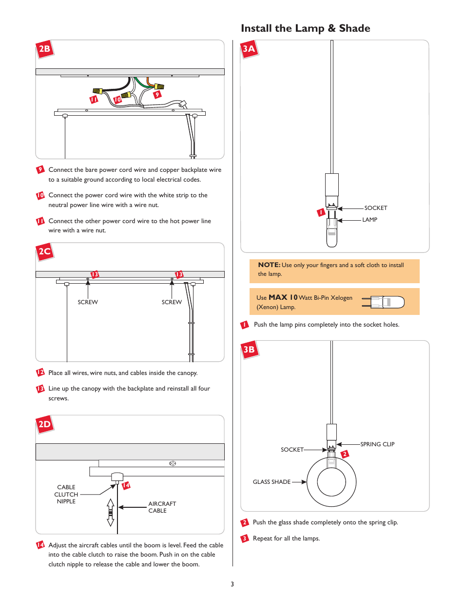 Install the lamp & shade | LBL Lighting Bling Chandelier User Manual | Page 3 / 4