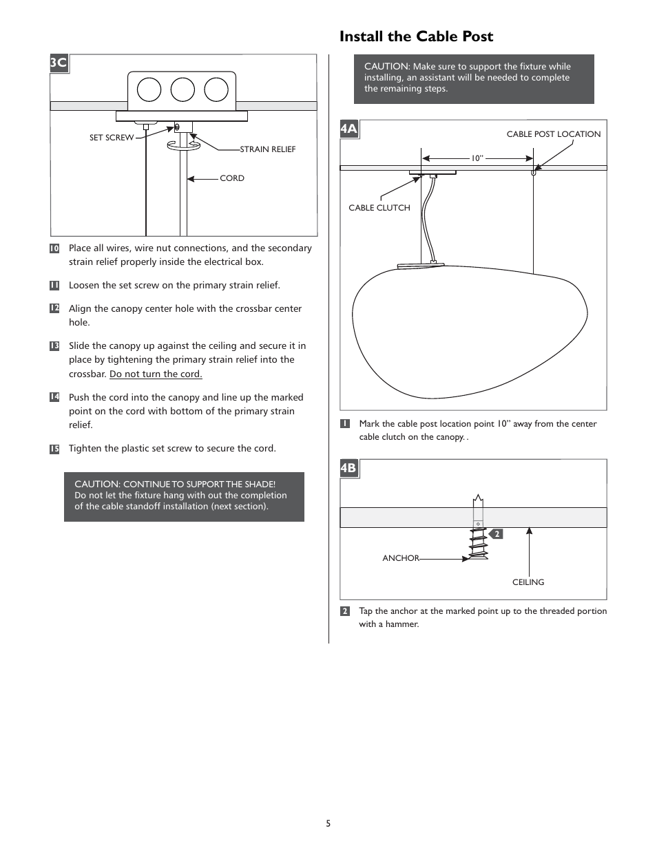 Install the cable post | LBL Lighting Constellation Grande SCF User Manual | Page 5 / 8