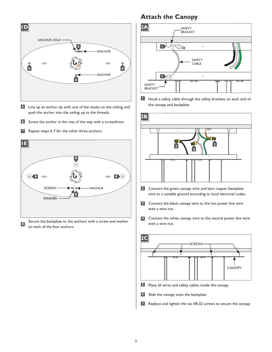 Attach the canopy | LBL Lighting Constellation Chandelier User Manual | Page 2 / 4