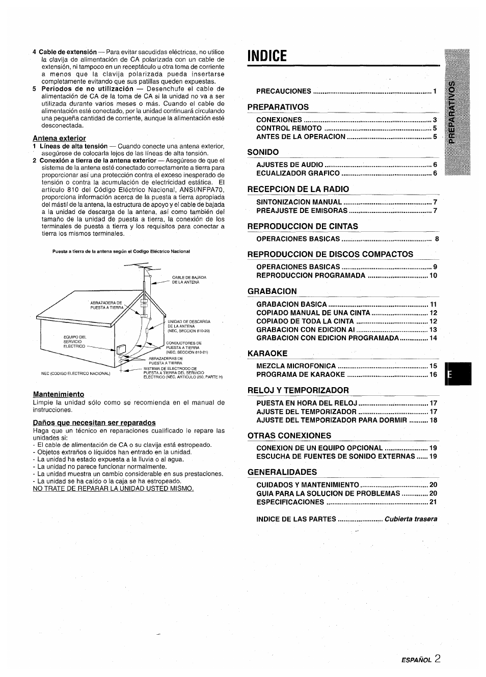 Indice | Aiwa CX-NA30 User Manual | Page 25 / 68