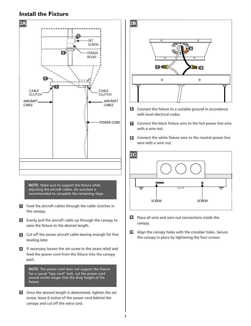 Install the fixture | LBL Lighting Gypsy SD User Manual | Page 2 / 4