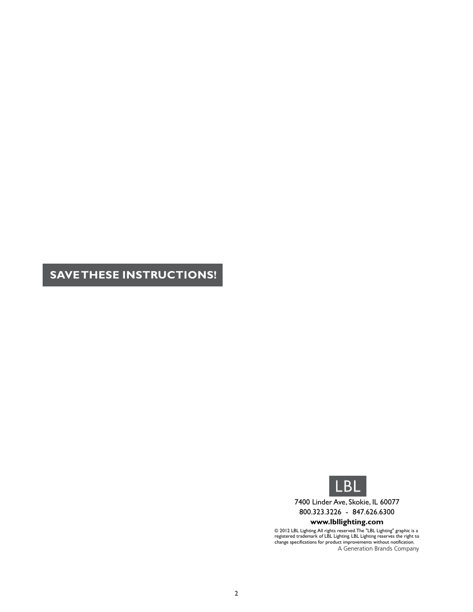 Save these instructions | LBL Lighting Gypsy SD User Manual | Page 4 / 4