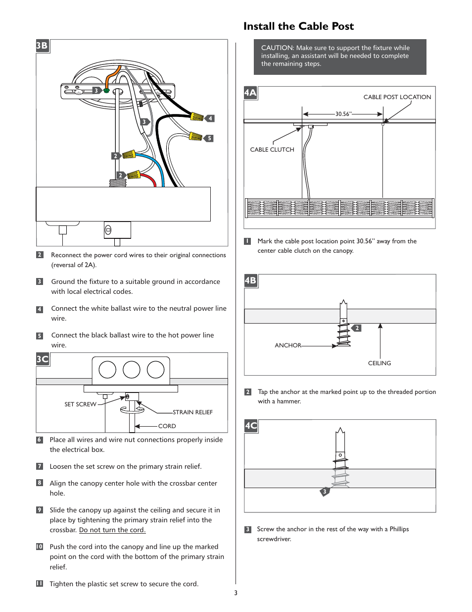 Install the cable post | LBL Lighting Scarlett SD User Manual | Page 3 / 4