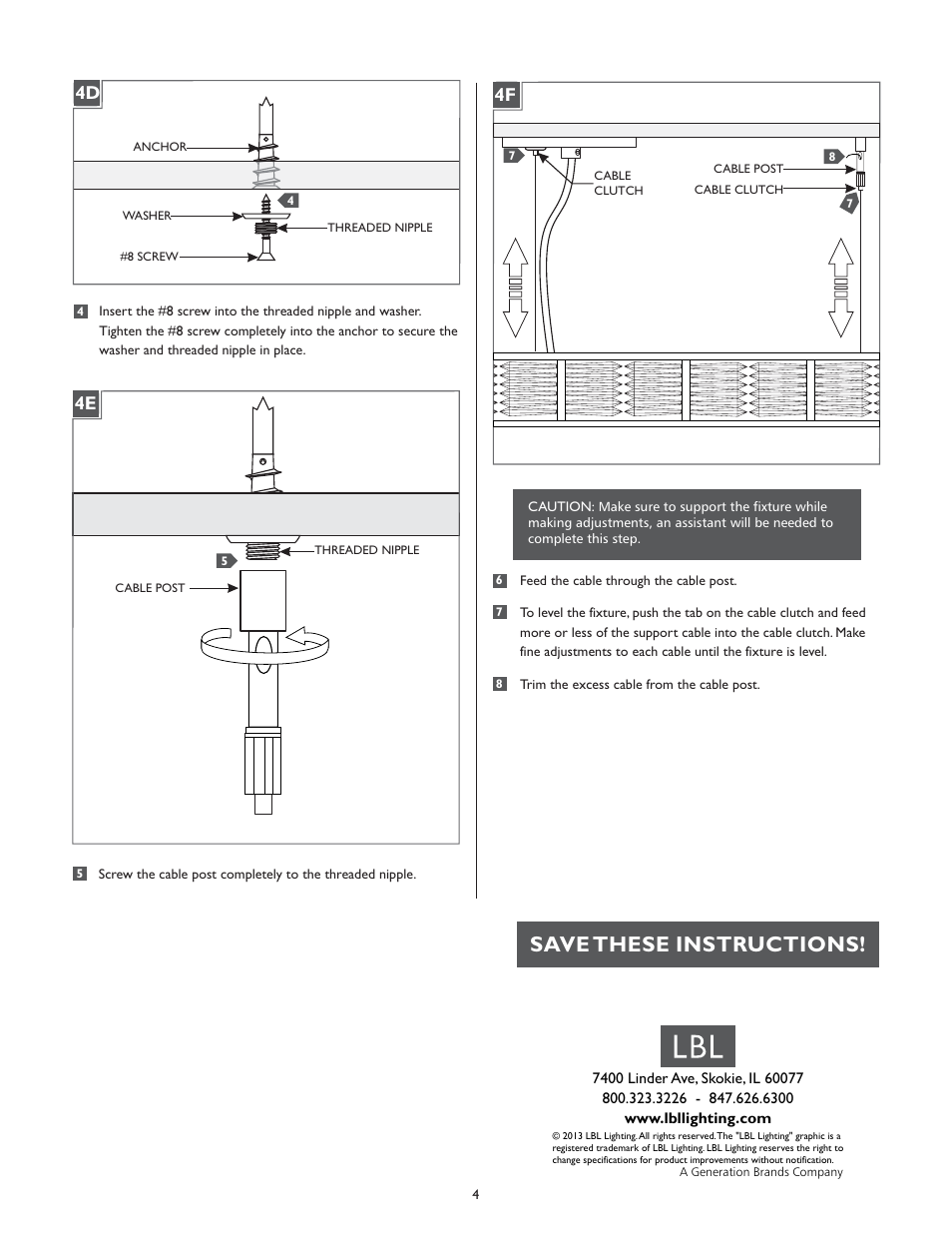 Save these instructions | LBL Lighting Scarlett SD User Manual | Page 4 / 4