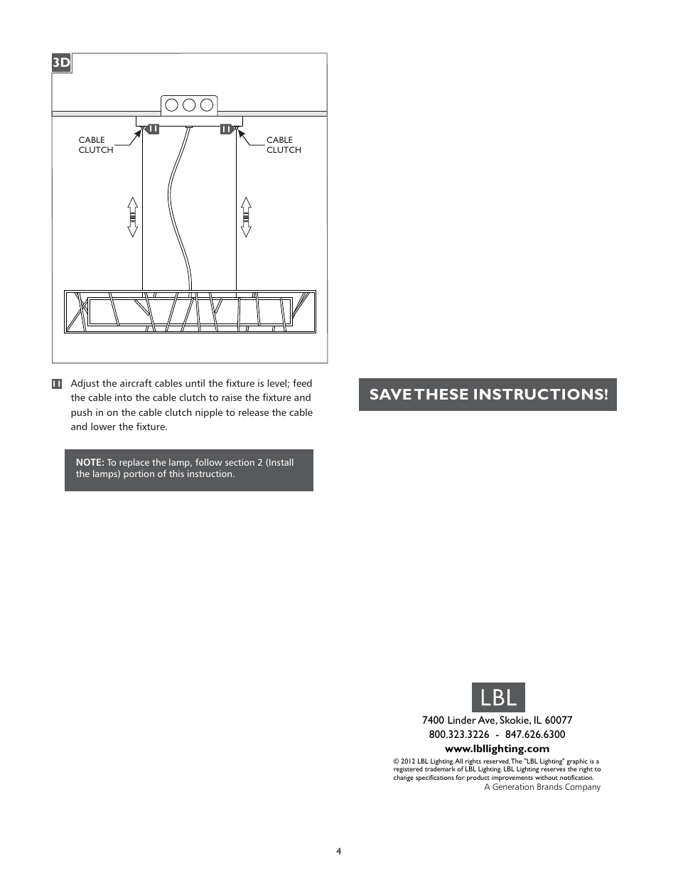 Save these instructions | LBL Lighting Derby Rectangular S User Manual | Page 4 / 4