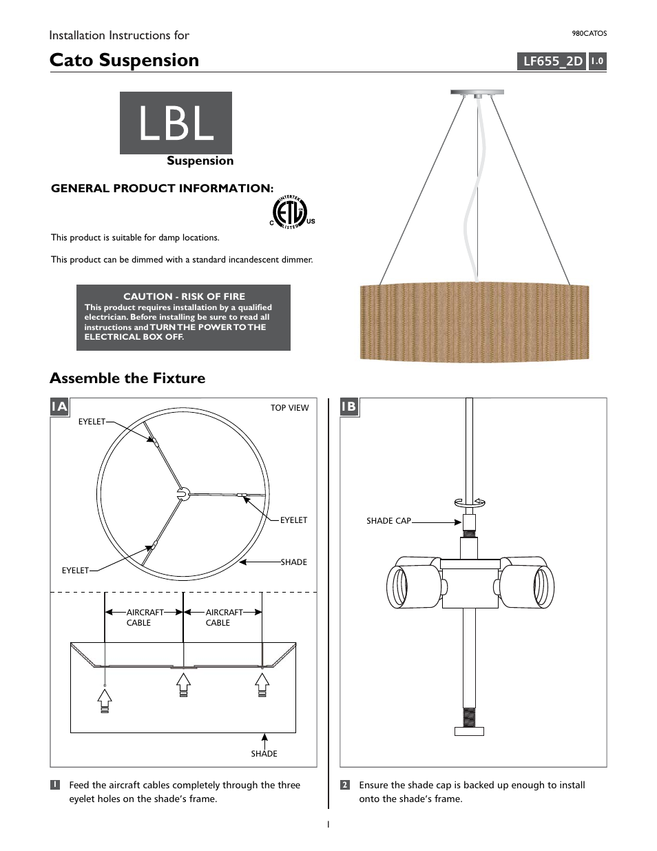 LBL Lighting Cato S User Manual | 2 pages