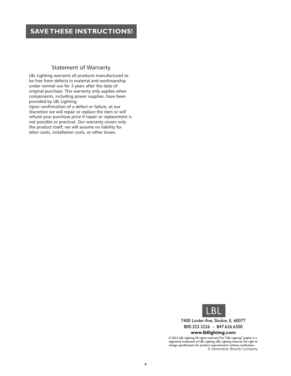 Save these instructions | LBL Lighting Cato SCF User Manual | Page 4 / 4