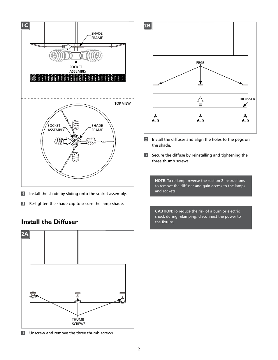 Install the diffuser | LBL Lighting Hollywood Beach SPCF User Manual | Page 2 / 4