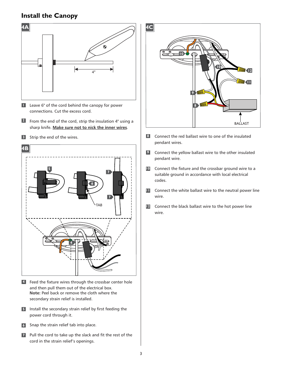Install the canopy | LBL Lighting Chicago Jazz SCF User Manual | Page 3 / 4