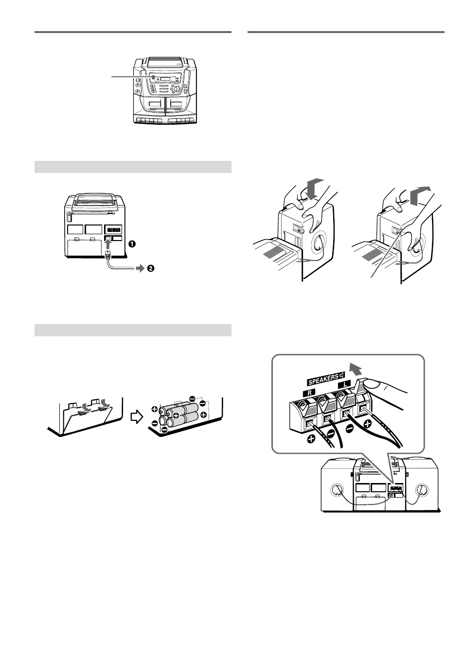 Power supply, Connections, Using on ac house current | Using on batteries | Aiwa CA-DW539 User Manual | Page 4 / 12