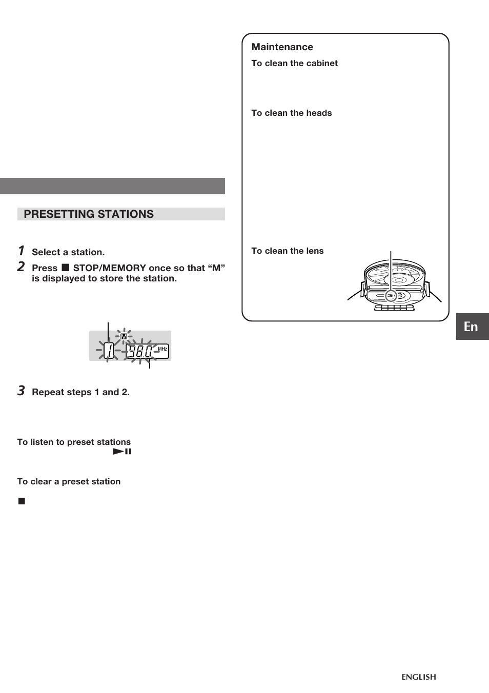 Presetting stations | Aiwa CSD-TD310 User Manual | Page 5 / 10