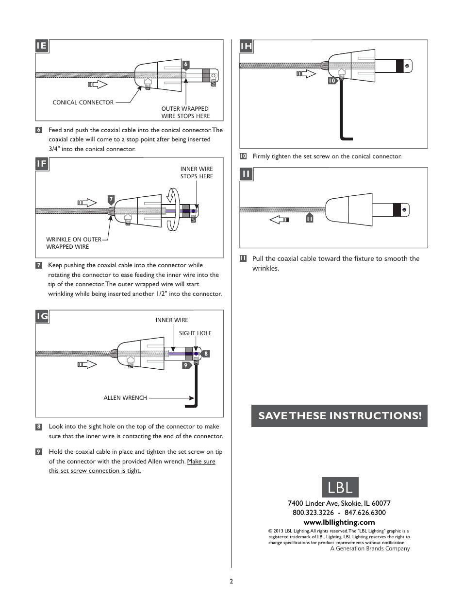 Save these instructions | LBL Lighting Izzy User Manual | Page 2 / 2