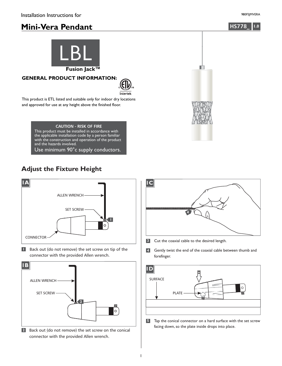 LBL Lighting Mini-Vera User Manual | 4 pages