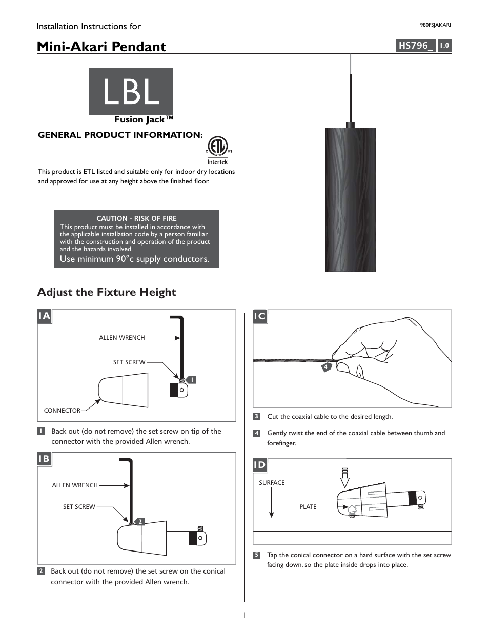 LBL Lighting Mini-Akari User Manual | 4 pages