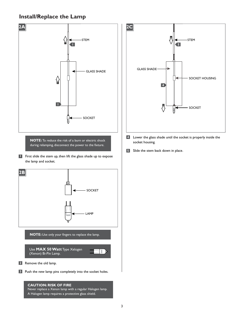 Install/replace the lamp | LBL Lighting Mini-Akari User Manual | Page 3 / 4