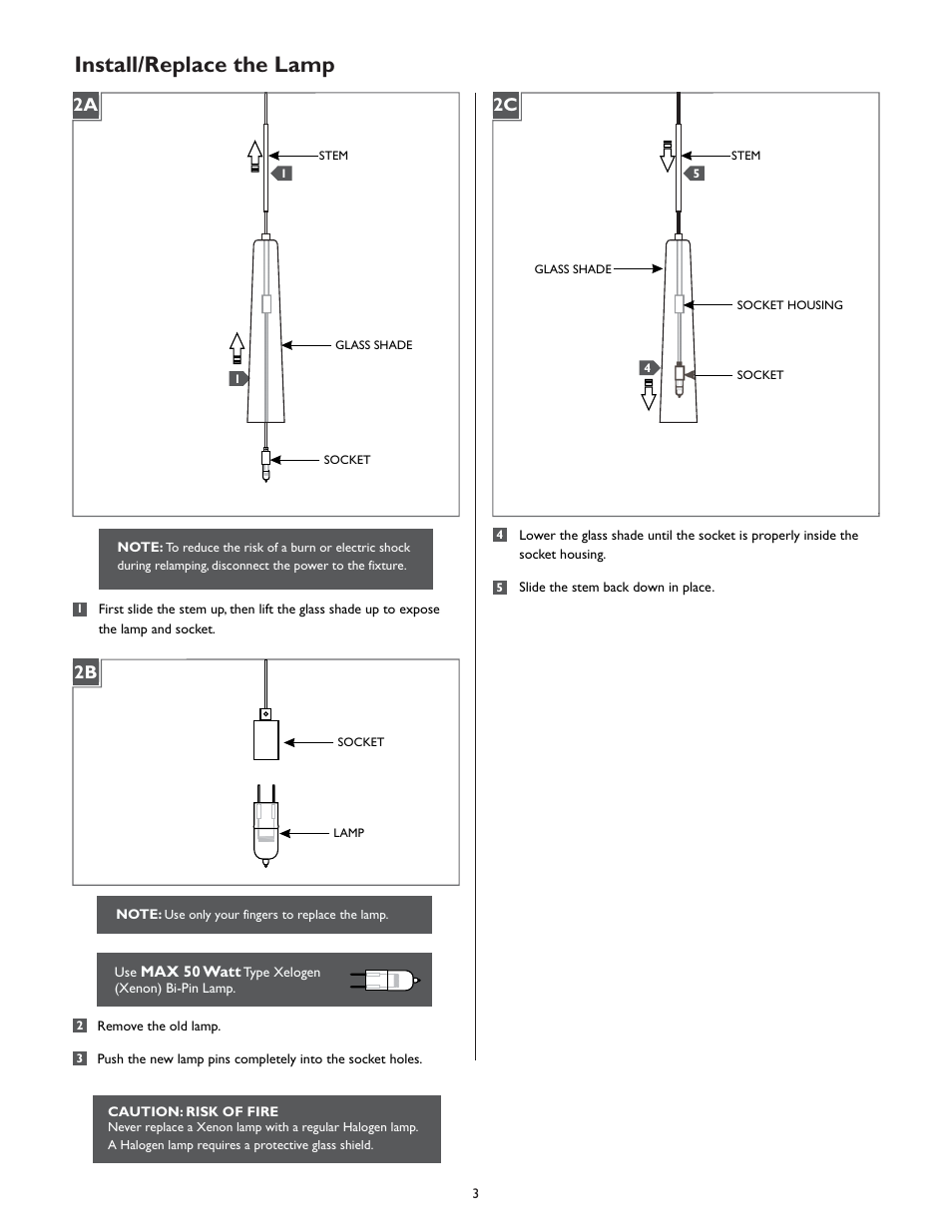 Install/replace the lamp | LBL Lighting Monaco User Manual | Page 3 / 4