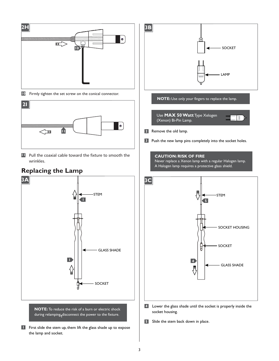 Replacing the lamp | LBL Lighting Corinna User Manual | Page 3 / 4