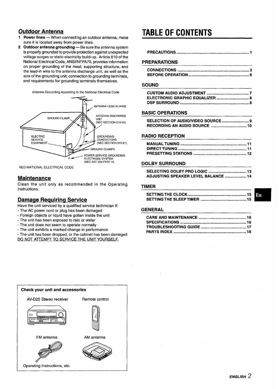 Aiwa AV-D25 User Manual | Page 3 / 56