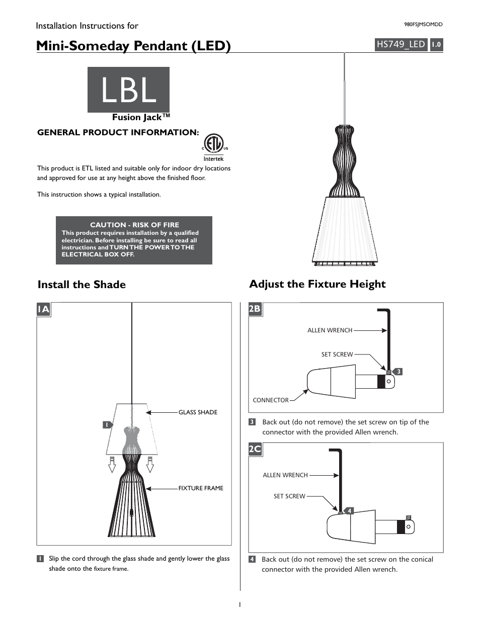 LBL Lighting Mini-Someday User Manual | 4 pages