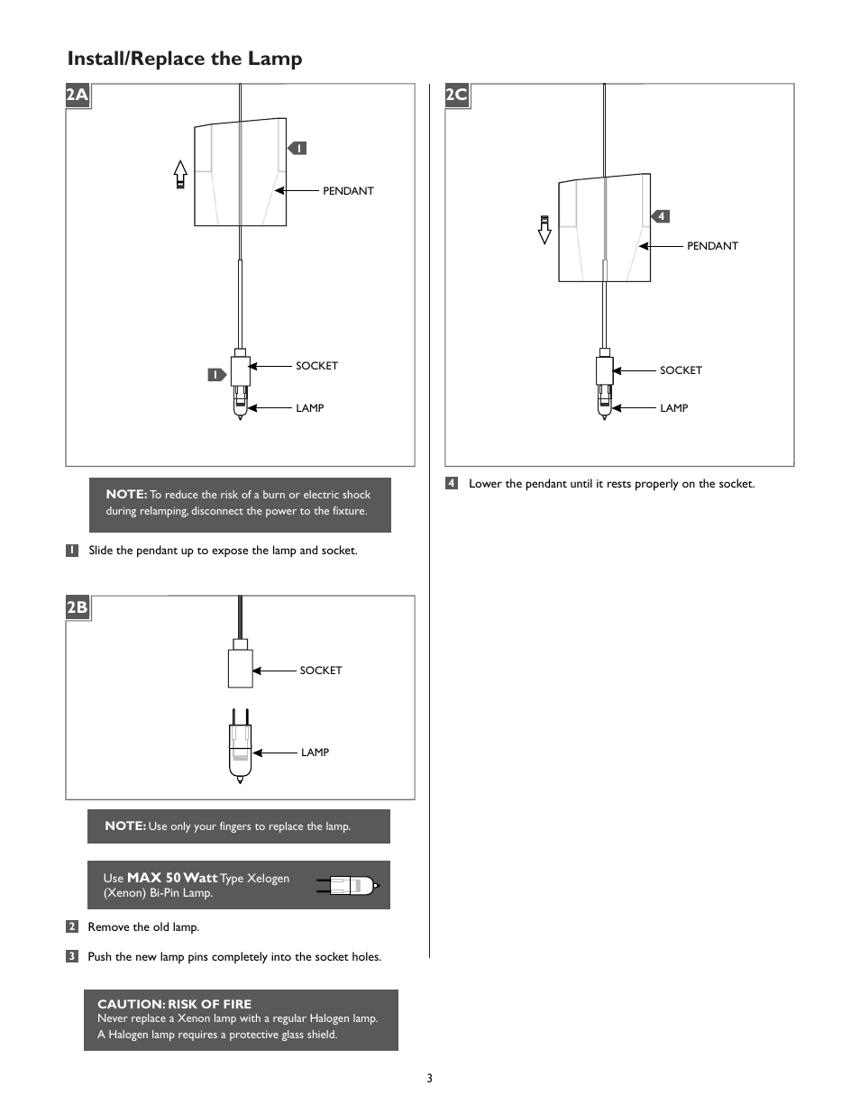 Install/replace the lamp | LBL Lighting Lexum User Manual | Page 3 / 4