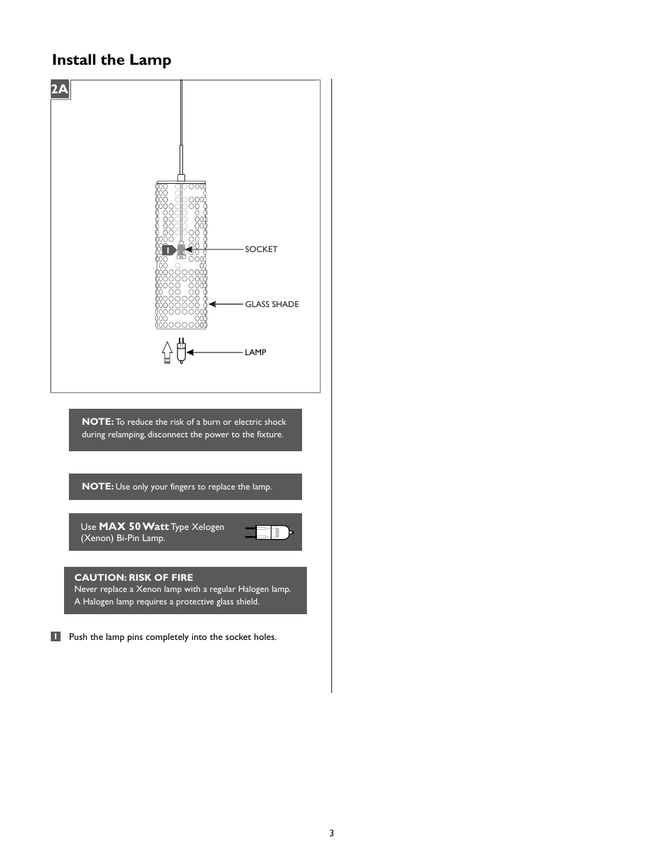 Install the lamp | LBL Lighting Arik User Manual | Page 3 / 4