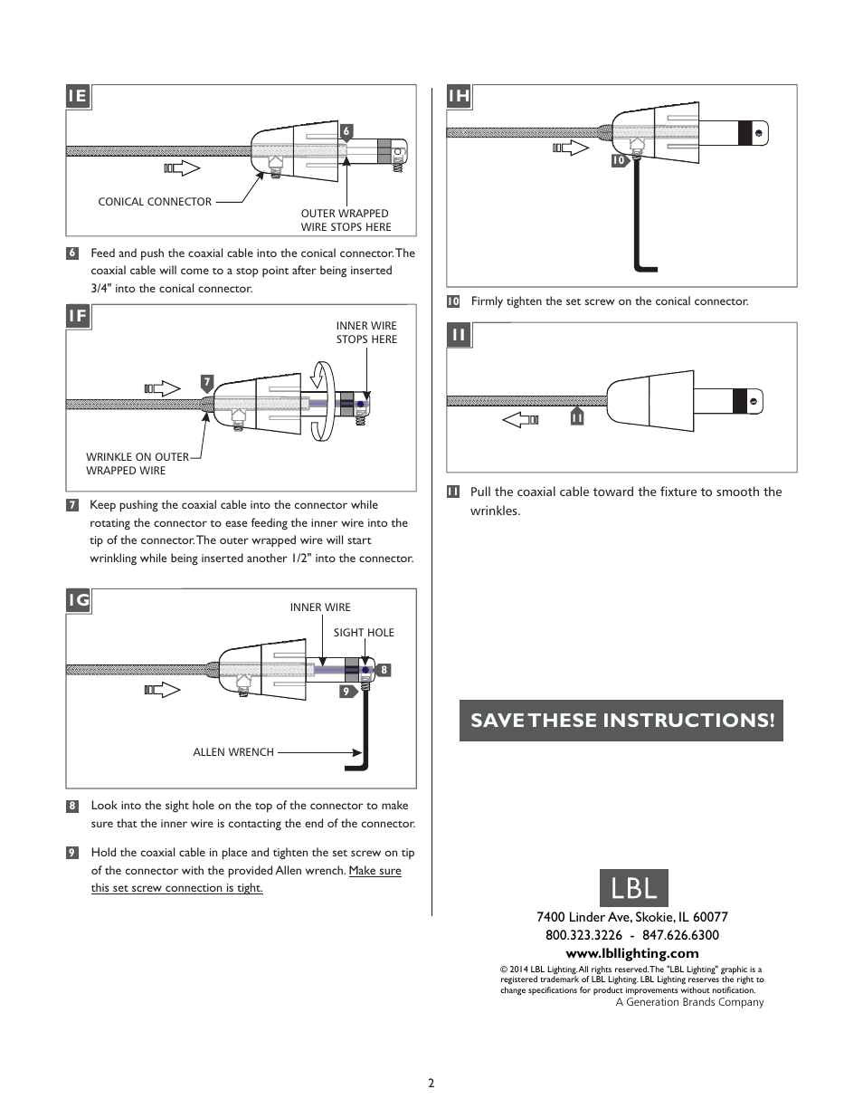 Save these instructions | LBL Lighting Vigi User Manual | Page 2 / 2
