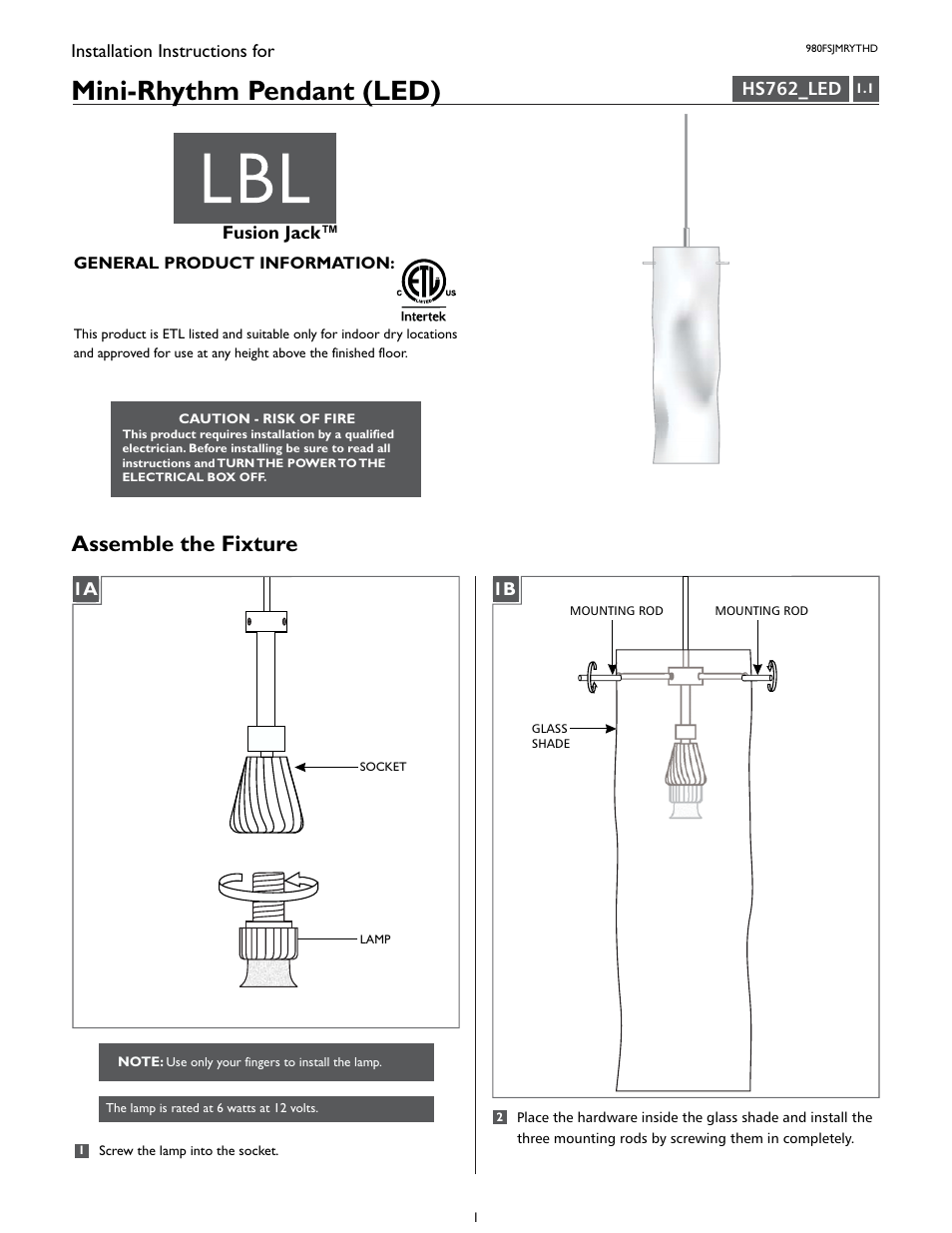 LBL Lighting Mini-Rhythm D User Manual | 4 pages