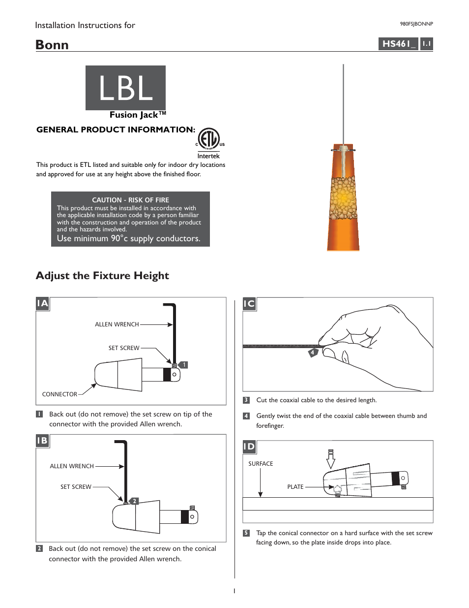 LBL Lighting Bonn User Manual | 4 pages