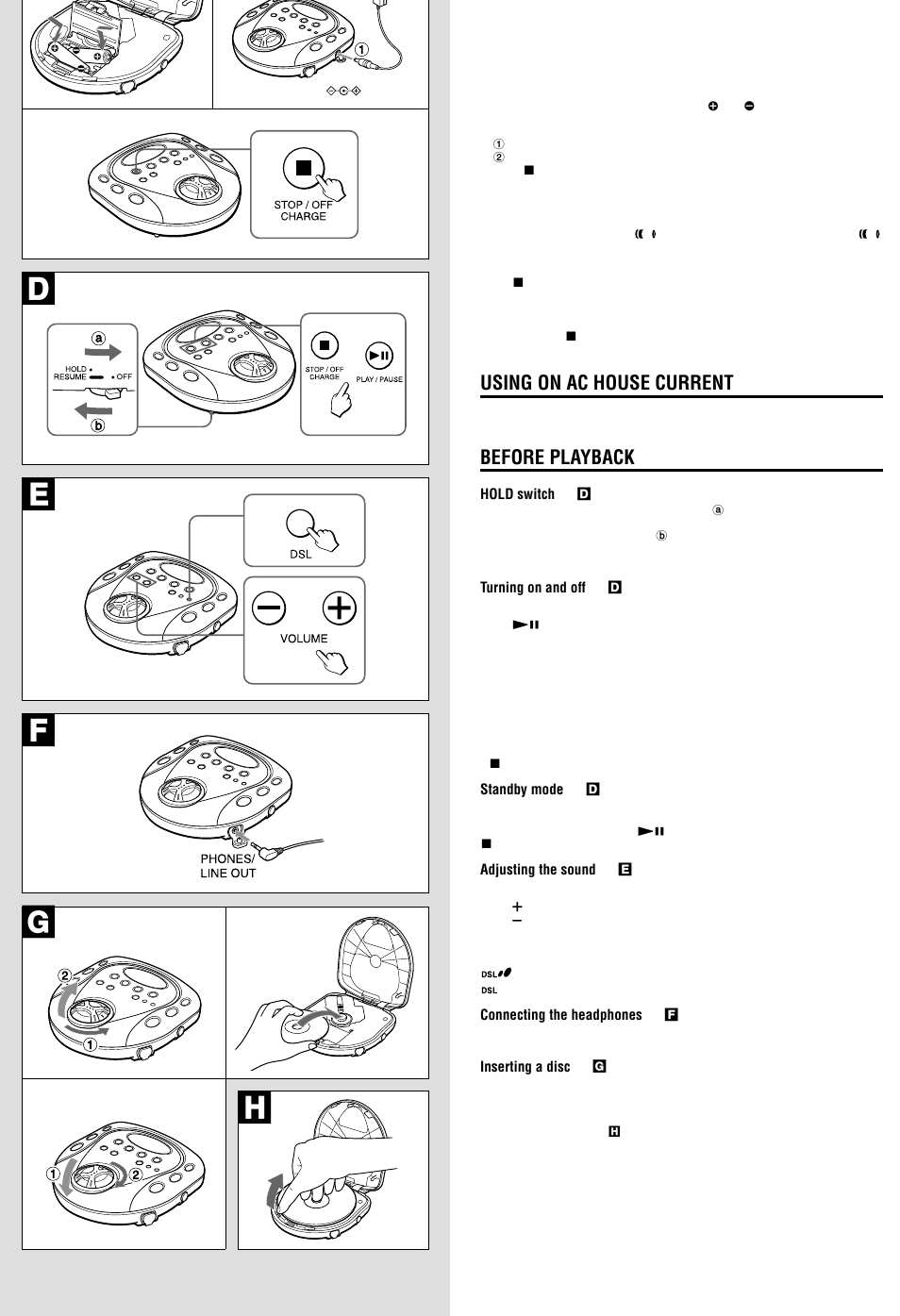 Using on ac house current, Before playback | Aiwa XP-SP920 User Manual | Page 2 / 8