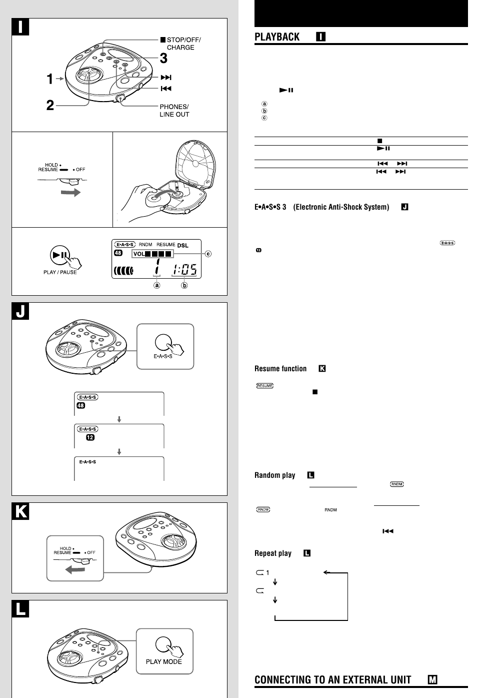Playback → i, Connecting to an external unit → m | Aiwa XP-SP920 User Manual | Page 5 / 8