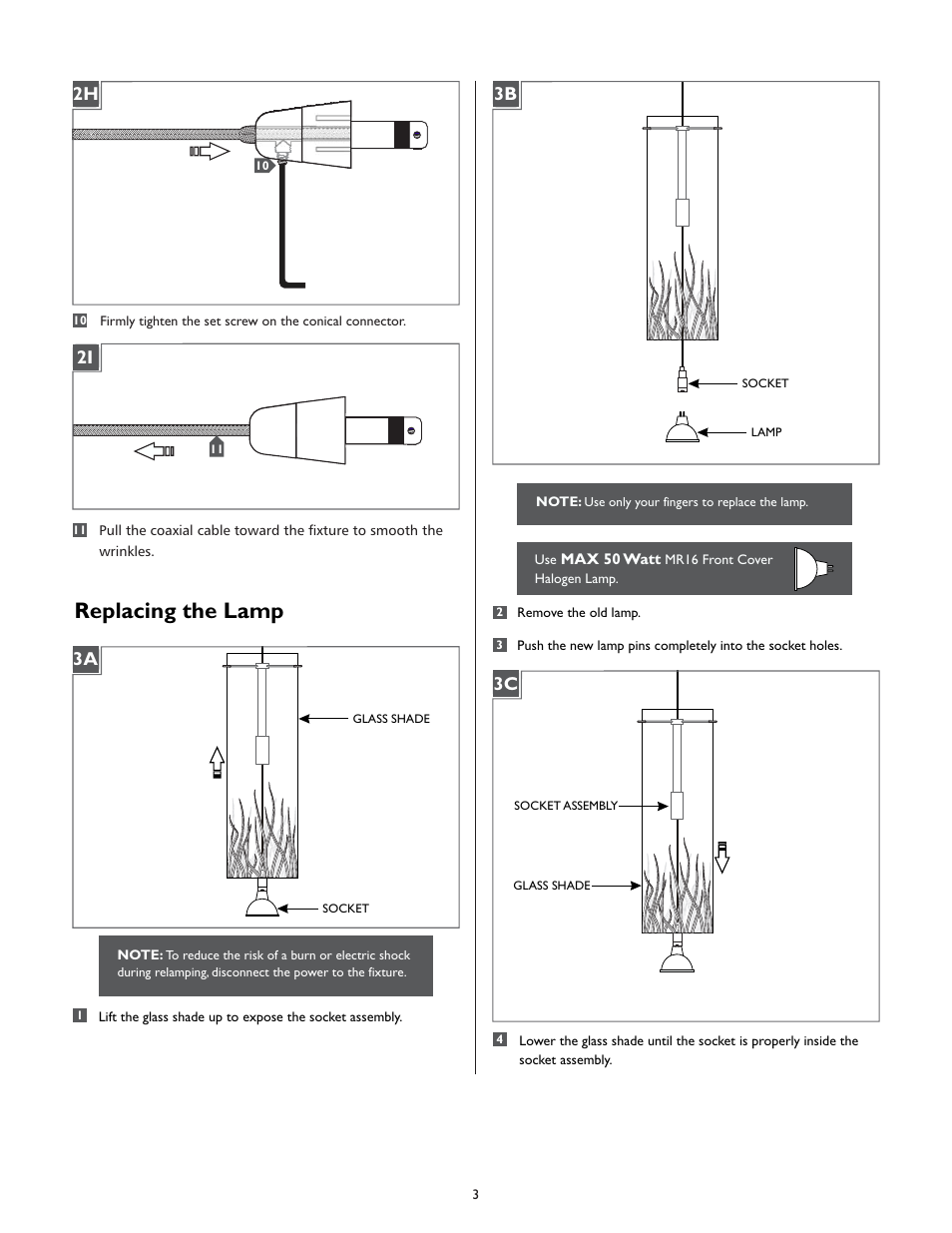 Replacing the lamp, 3a 3b 3c | LBL Lighting Springview User Manual | Page 3 / 4