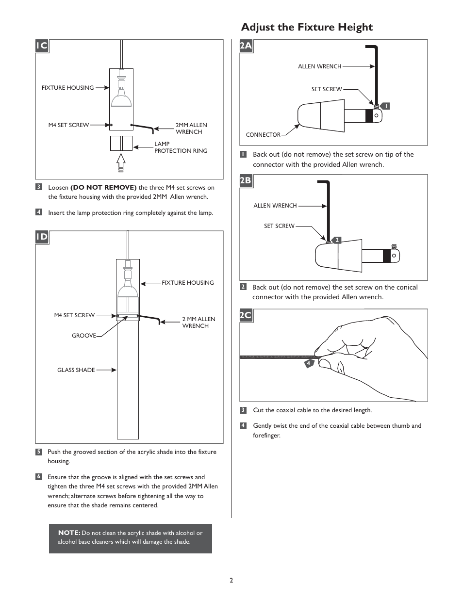 Adjust the fixture height, 2a 2b | LBL Lighting Neutron P User Manual | Page 2 / 4