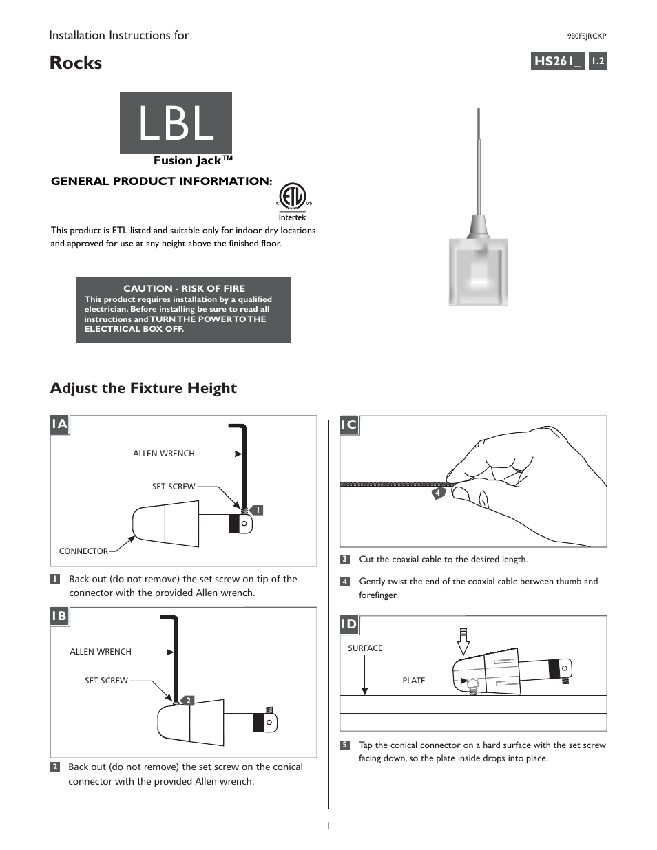 LBL Lighting Rocks P User Manual | 4 pages