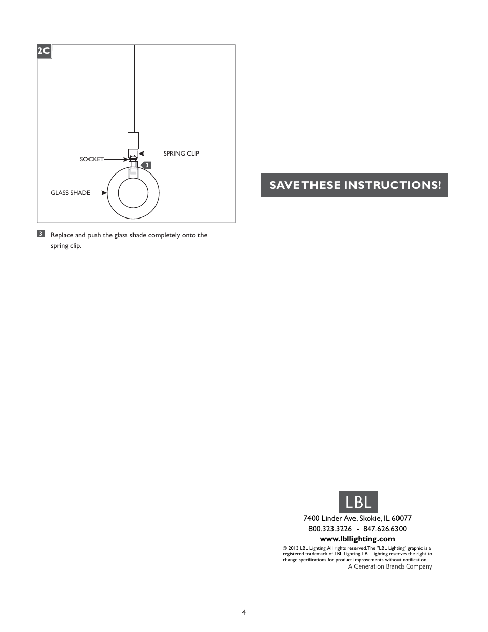 Save these instructions | LBL Lighting Bling P User Manual | Page 4 / 4