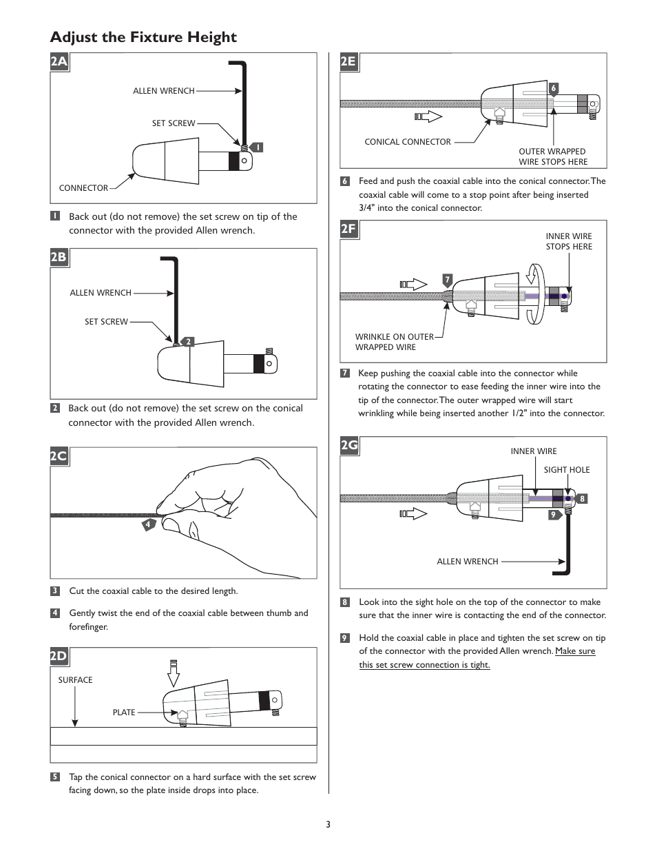Adjust the fixture height, 2a 2b | LBL Lighting Celeste P User Manual | Page 3 / 4