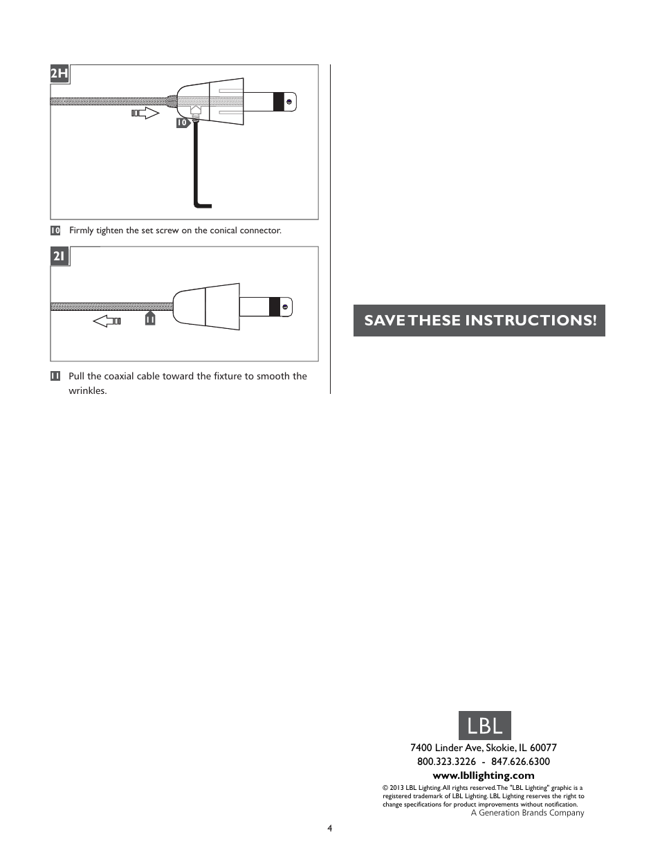 Save these instructions | LBL Lighting Celeste P User Manual | Page 4 / 4