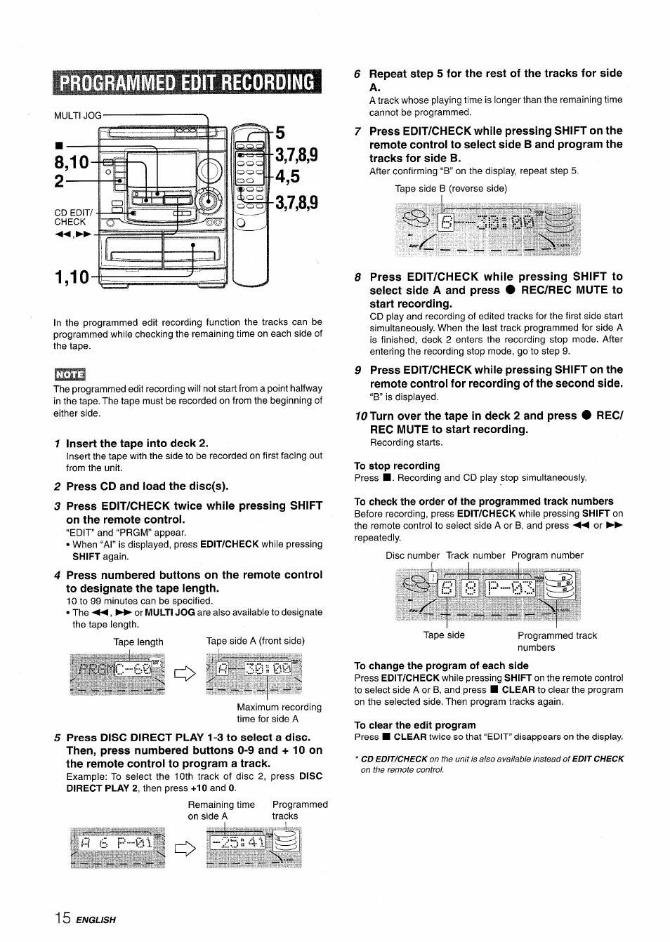 Programmed edit recording, R 6 j | Aiwa NSX-A508 User Manual | Page 16 / 68
